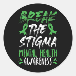 Pegatina Redonda Romper el estigma: conciencia de la salud mental v