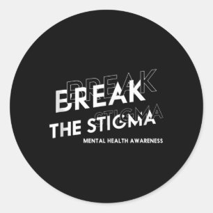 Pegatina Redonda Romper el estigma del centro de concienciación sob