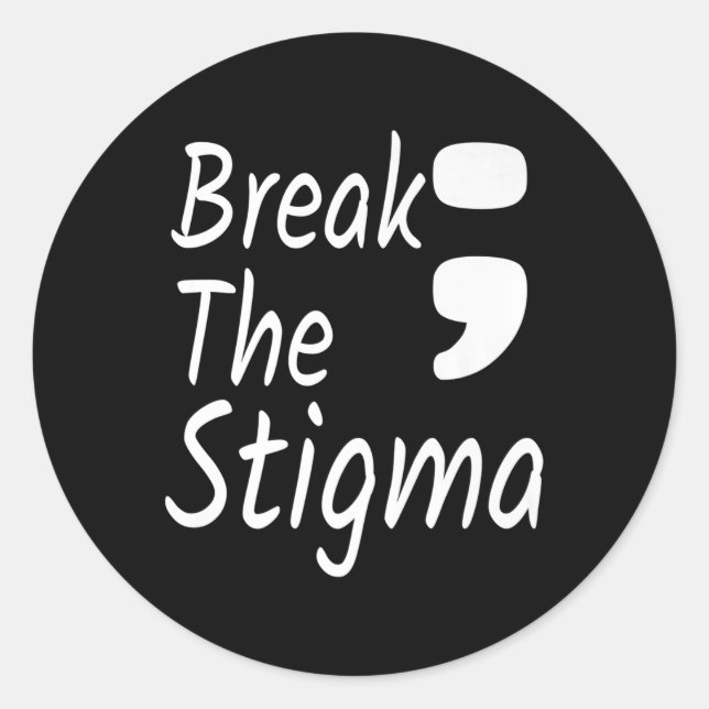 Pegatina Redonda Romper el estigma: el semicolón sobre la prevenció (Anverso)