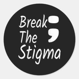 Pegatina Redonda Romper el estigma: el semicolón sobre la prevenció