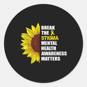 Pegatina Redonda Romper El Estigma Problema De Sensibilización Sobr