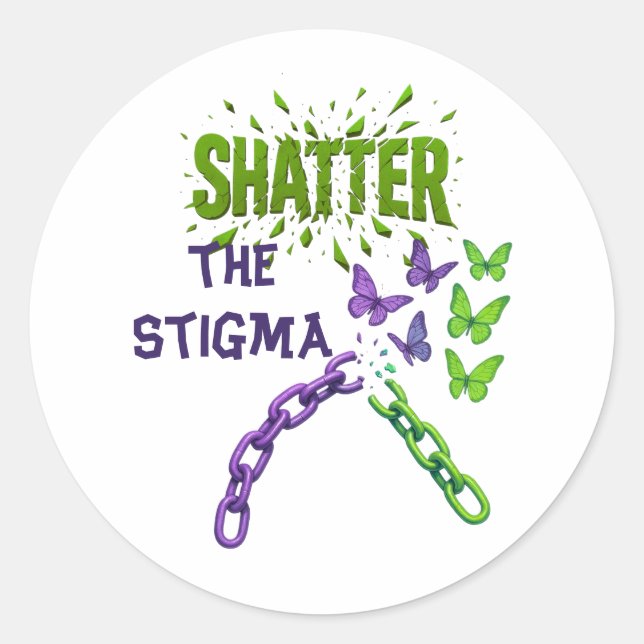 Pegatina Redonda Romper el Estigma - Salud Mental (Anverso)