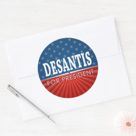 Pegatina Redonda Ron DeSantis 2024 - diseño de estrellas y rayas