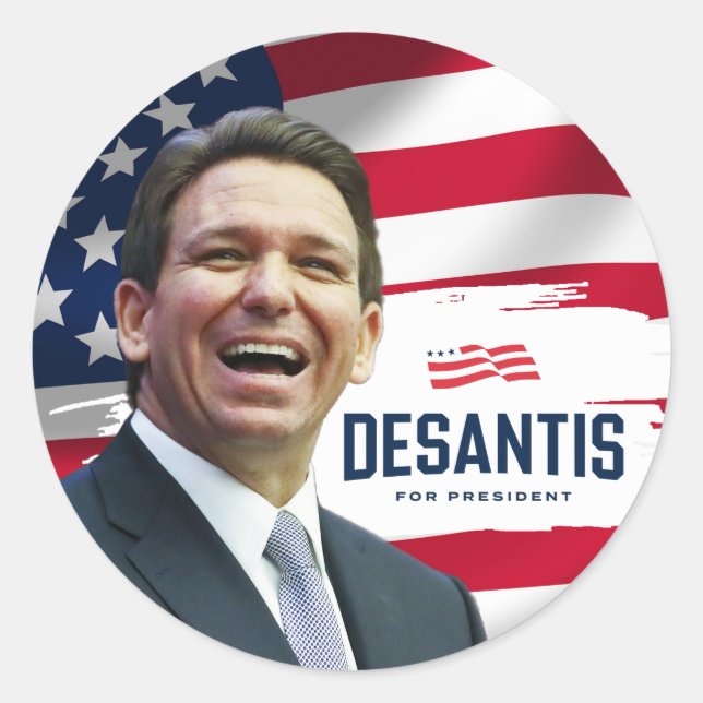 Pegatina Redonda Ron DeSantis para presidente 2024 (Anverso)