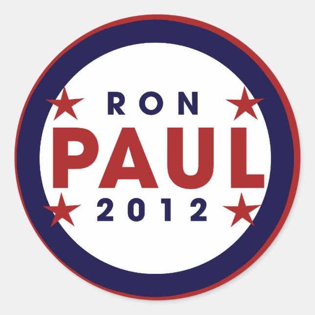 Pegatina Redonda Ron Paul 2012 (Anverso)