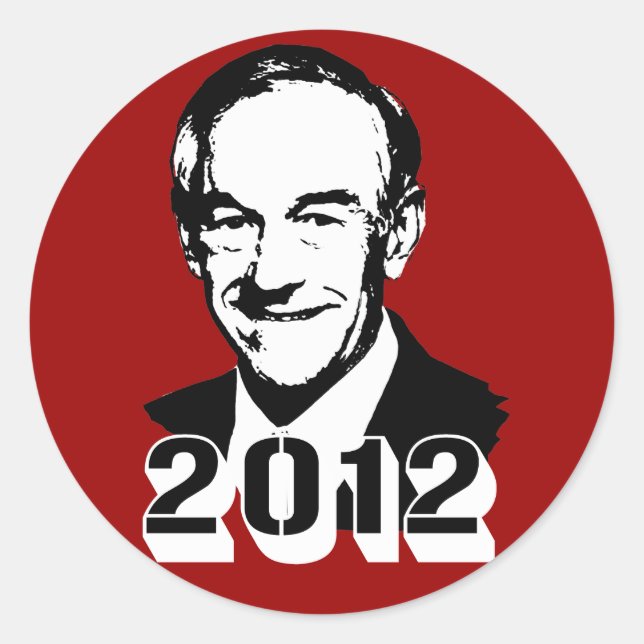 Pegatina Redonda Ron Paul 2012 (Anverso)