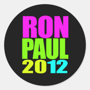 PEGATINA REDONDA RON PAUL 2012 NEON