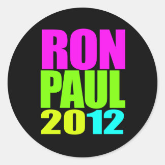 PEGATINA REDONDA RON PAUL 2012 NEON