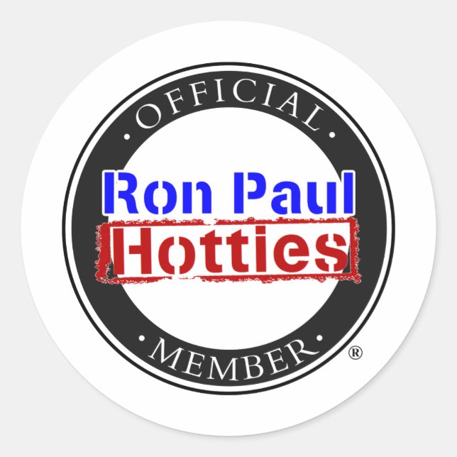 Pegatina Redonda Ron Paul Hotties Gear (Anverso)