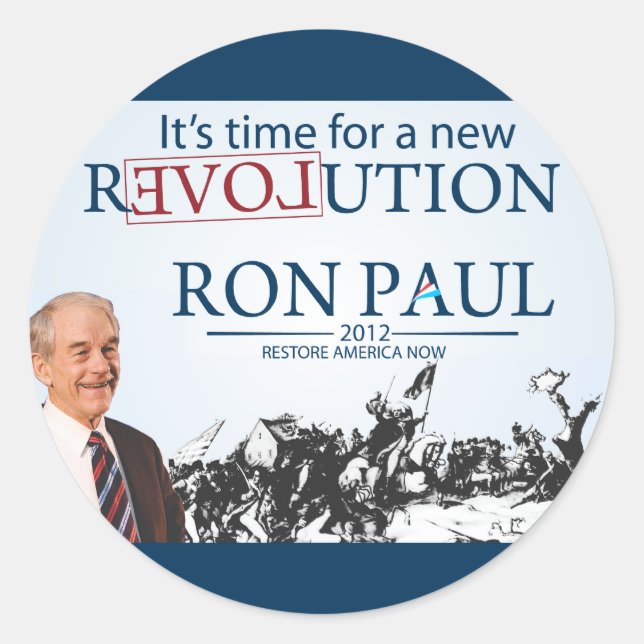 Pegatina Redonda Ron Paul para Presidente (Anverso)
