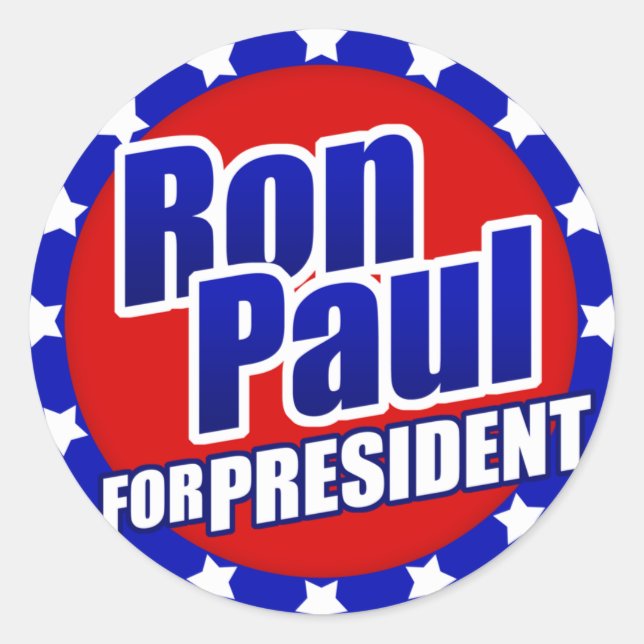 Pegatina Redonda Ron Paul para Presidente (Anverso)