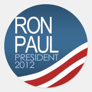 Pegatina Redonda Ron Paul President 2012