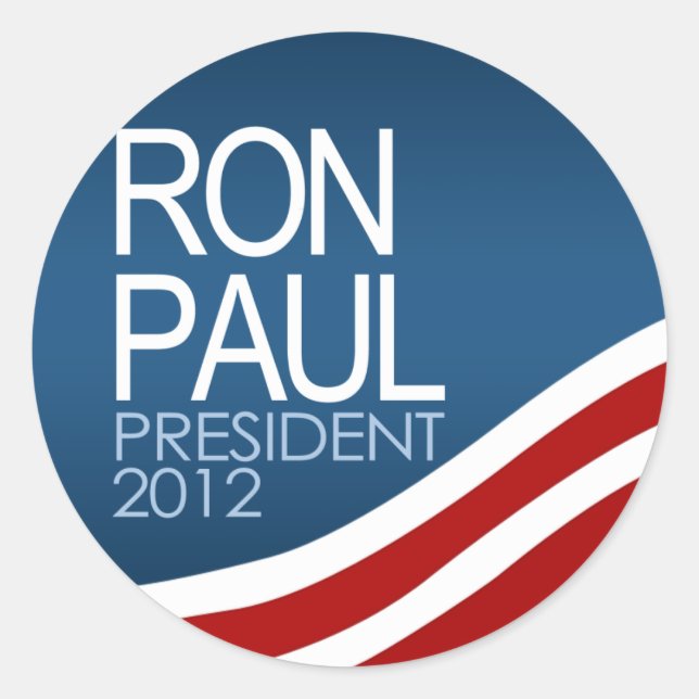 Pegatina Redonda Ron Paul President 2012 (Anverso)