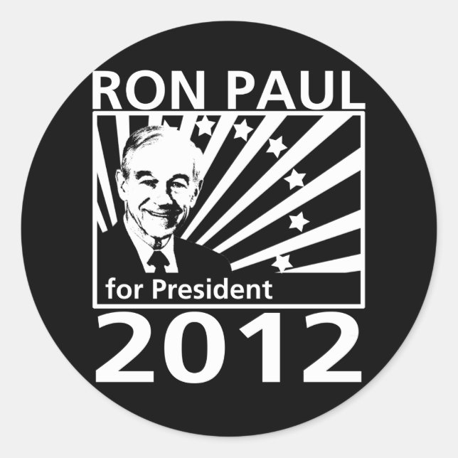 Pegatina Redonda Ron Paul Presidente 2012 (Anverso)