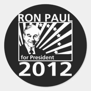 Pegatina Redonda Ron Paul Presidente 2012