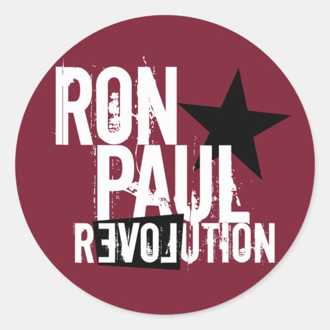 Pegatina Redonda Ron Paul Revolution (Anverso)