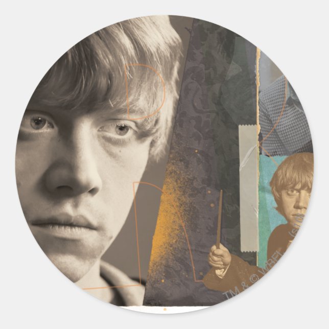 Pegatina Redonda Ron Weasley 8 (Anverso)