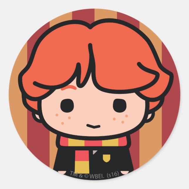 Pegatina Redonda Ron Weasley Cartoon Character Art (Anverso)