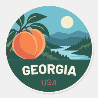 Pegatina Redonda Rond Georgia USA – Vintage Travel Sticker