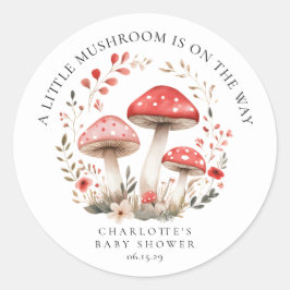Pegatina Redonda Ronda Baby Shower de Little Mushroom Wildflowers