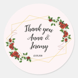 Pegatina Redonda Ronda clásica geométrica floral-purpurina geométri