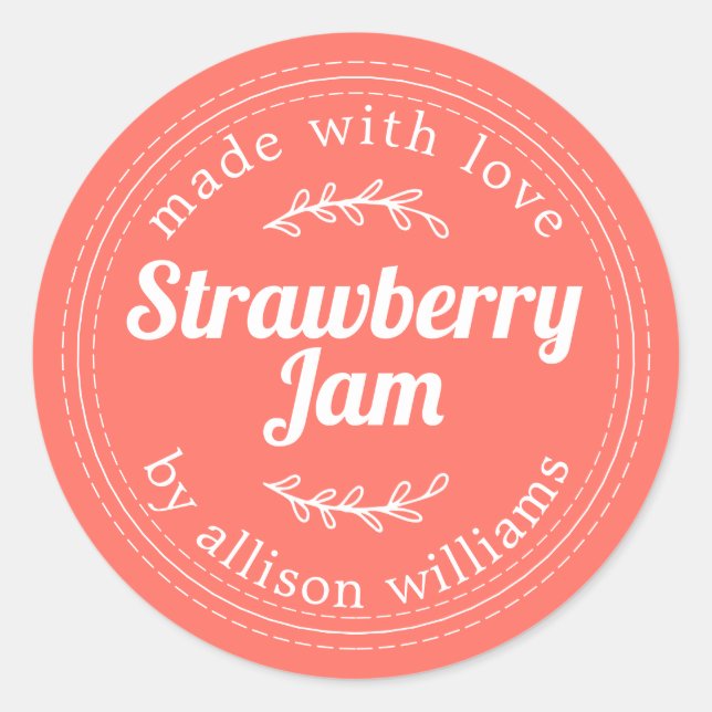 Pegatina Redonda Ronda clásica rosa Rústica de fresa casera (Anverso)