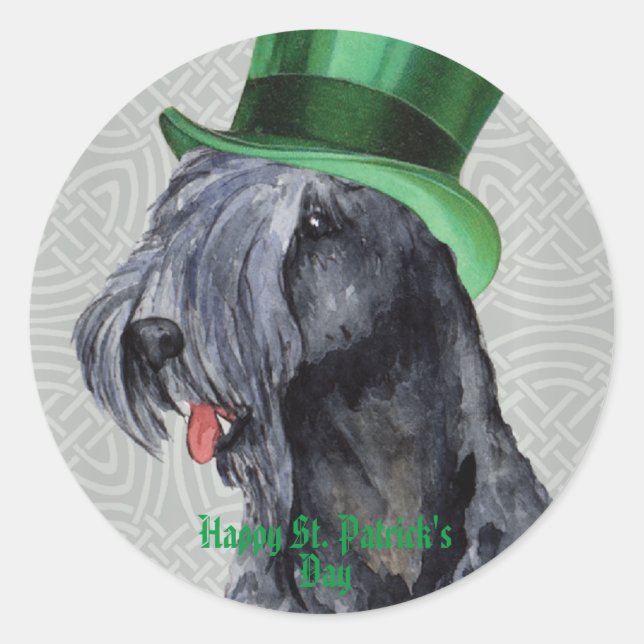 Pegatina Redonda Ronda clásica St. Patrick's Day Kerry Blue Terrier (Anverso)