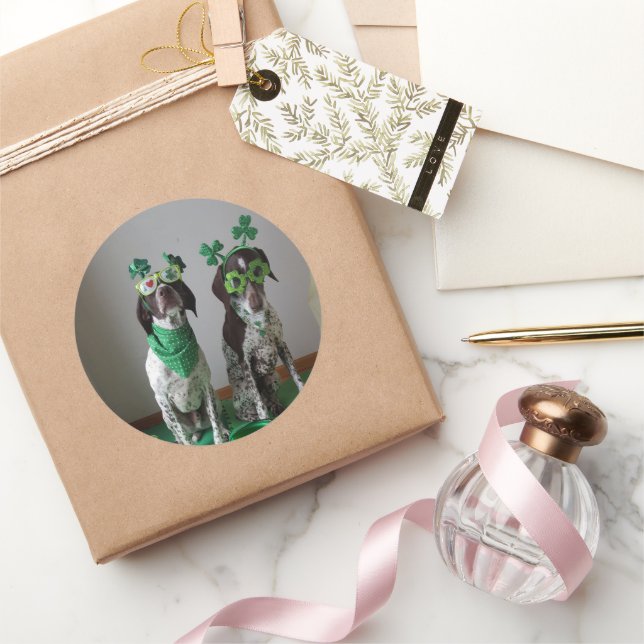 Pegatina Redonda Ronda de Fiestas de perros Día de San Patricio (Regalar)