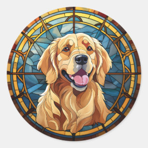 Pegatina Redonda Ronda de Golden Retriever