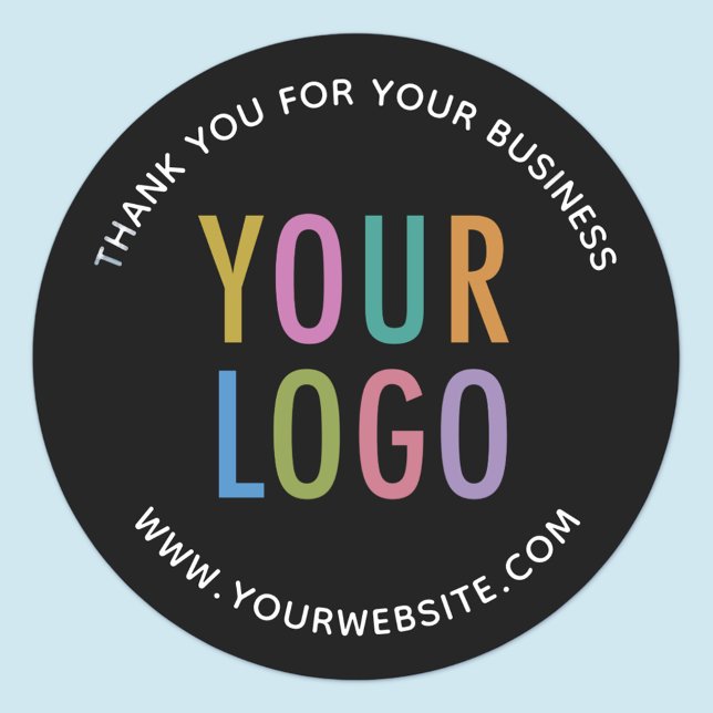Pegatina Redonda Ronda de logotipo de Personalizado de Business Bla (MISOOK Round Black Thank You Sticker)