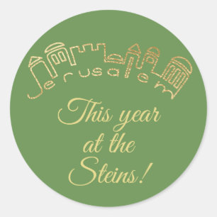 Pegatina Redonda Ronda de Pegatinas de la Pascua "Jerusalén del Oro