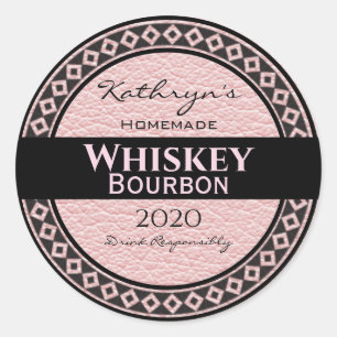 Pegatina Redonda Ronda personalizada de cuero rosa