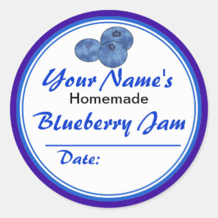 Pegatina Redonda Ronda personalizada de jam jar labels Blueberry Ja