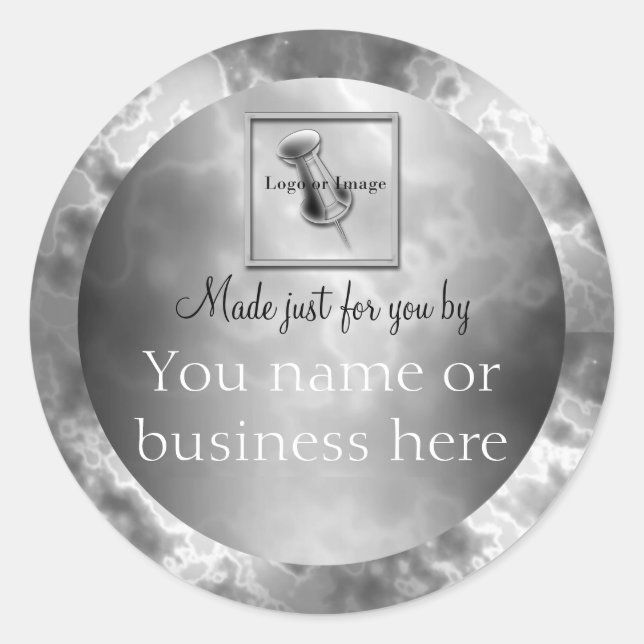 Pegatina Redonda Ronda personalizada de Mármol de Carbón Negro (Anverso)