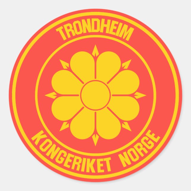 Pegatina Redonda Ronda Trondheim Emblem (Anverso)