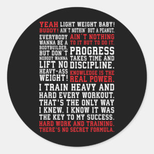 Pegatina Redonda Ronnie Fitness Cita A Gym Workout Bodybuilding Mot