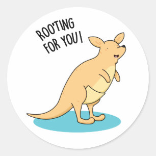 Pegatina Redonda Roo-Ting Para Usted Divertido Kangaroo Pun