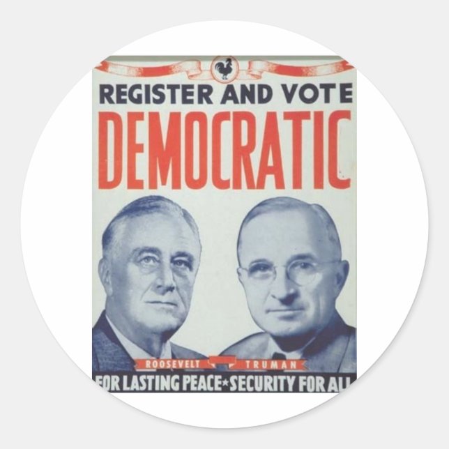 Pegatina Redonda Roosevelt 1940 - Truman (Anverso)