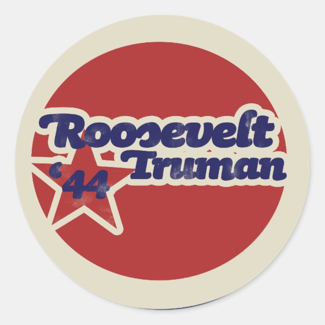 Pegatina Redonda Roosevelt Truman 44 (Anverso)