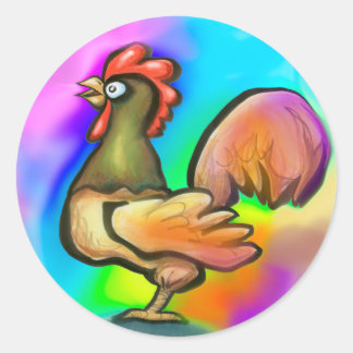 Pegatina Redonda Rooster