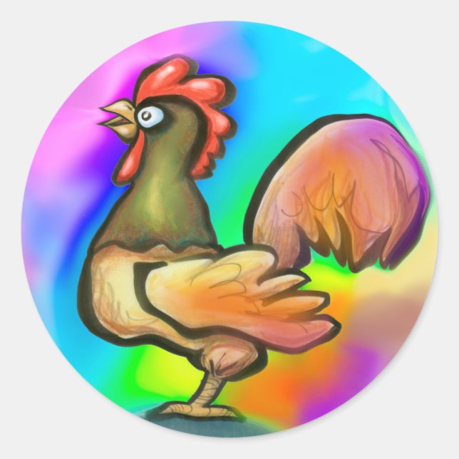Pegatina Redonda Rooster (Anverso)