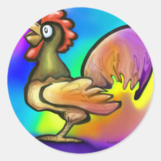 Pegatina Redonda Rooster
