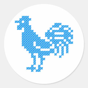 Pegatina Redonda Rooster azul