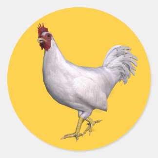Pegatina Redonda Rooster blanco