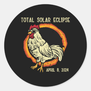 Pegatina Redonda Rooster Eclipse solar total 2024 Abril 8 Hombres M