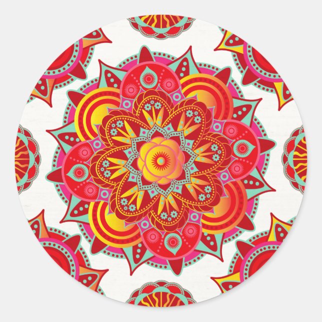 Pegatina Redonda Root Chakra Mandala (Anverso)