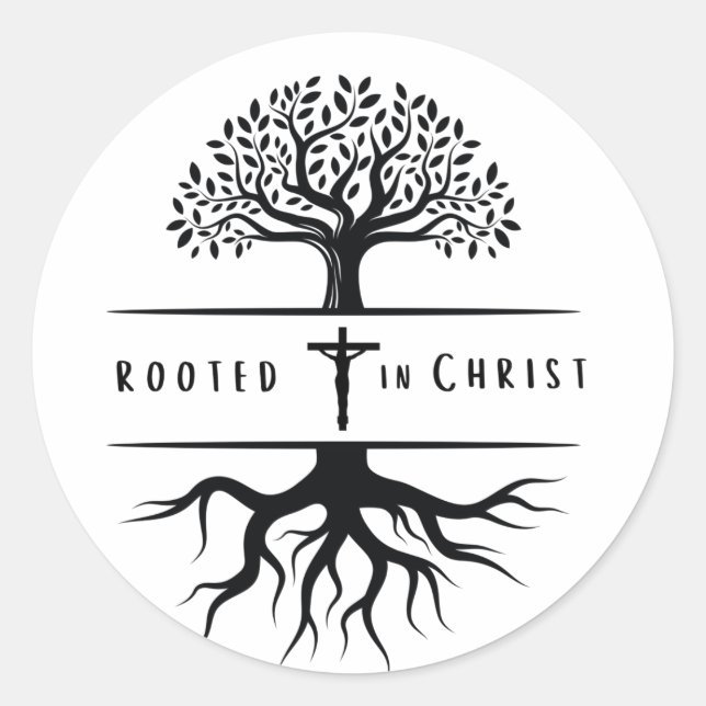 Pegatina Redonda Rootado en Cristo (Anverso)