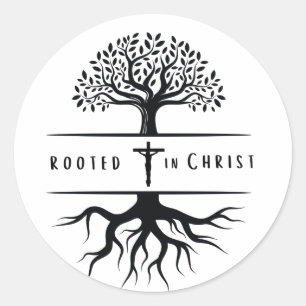 Pegatina Redonda Rootado en Cristo