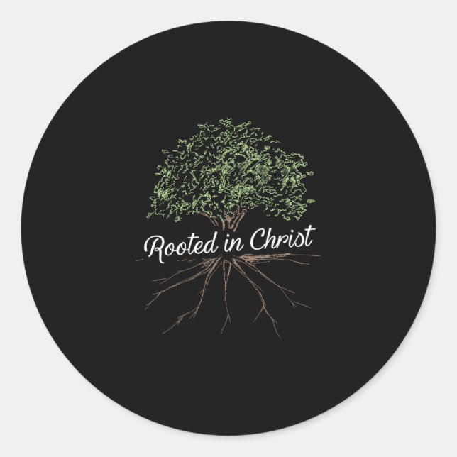 Pegatina Redonda Rootado en Cristo - Cristiano Jesús (Anverso)