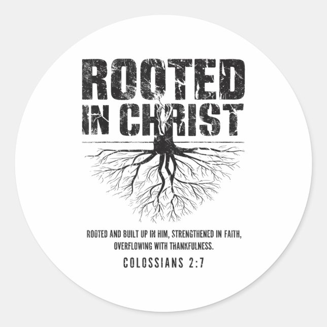 Pegatina Redonda Rooted In Christ Christian Nge Bible Verse Colossi (Anverso)